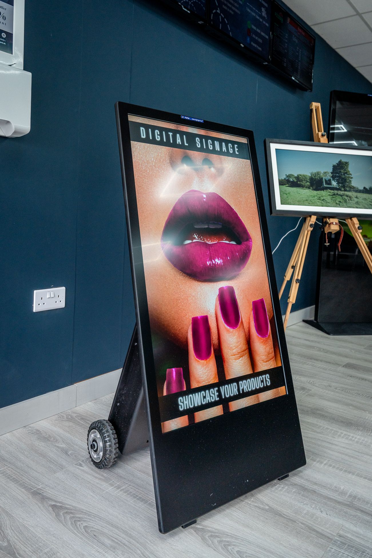 Outdoor digital advertising display in the Digi Sign showroom